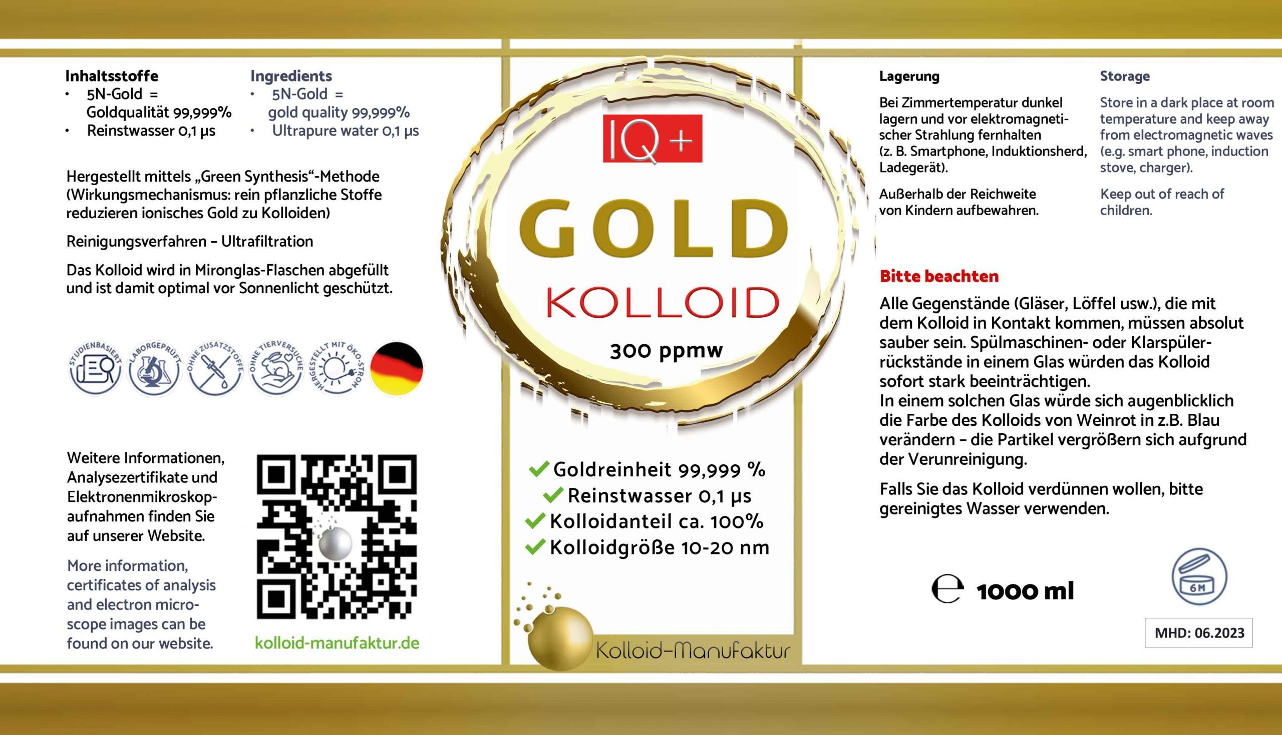 Etikett Gold Kolloid 1000ml